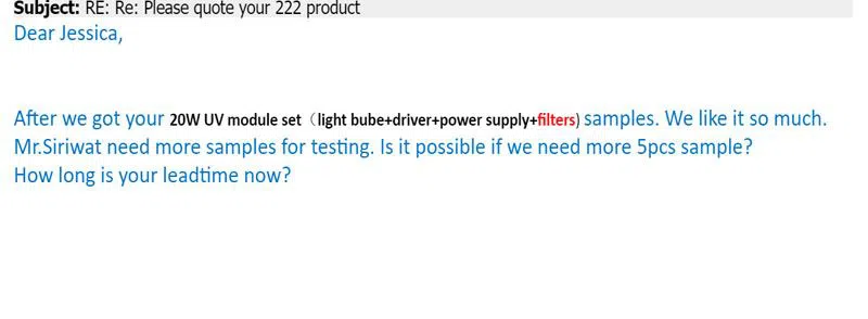 Feedback from client